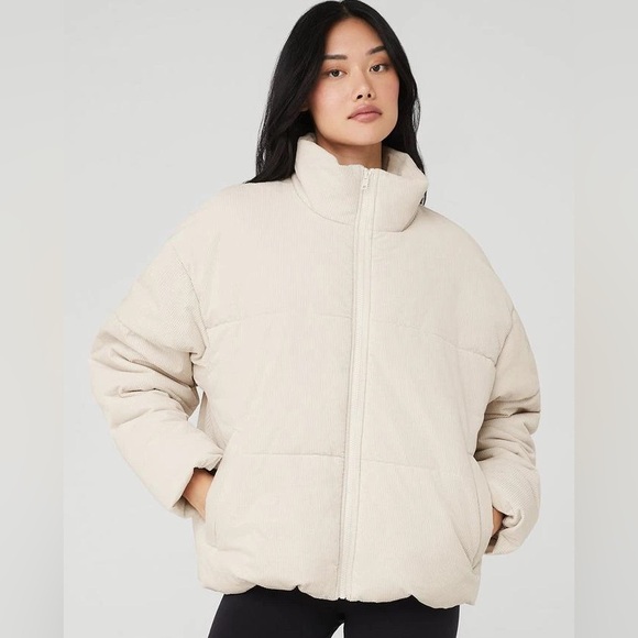 ALO Yoga Corduroy Stage Puffer - Color: Bone, Size: Small - Picture 1 of 6